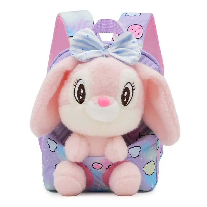 Toddler backpack with plush bunny character