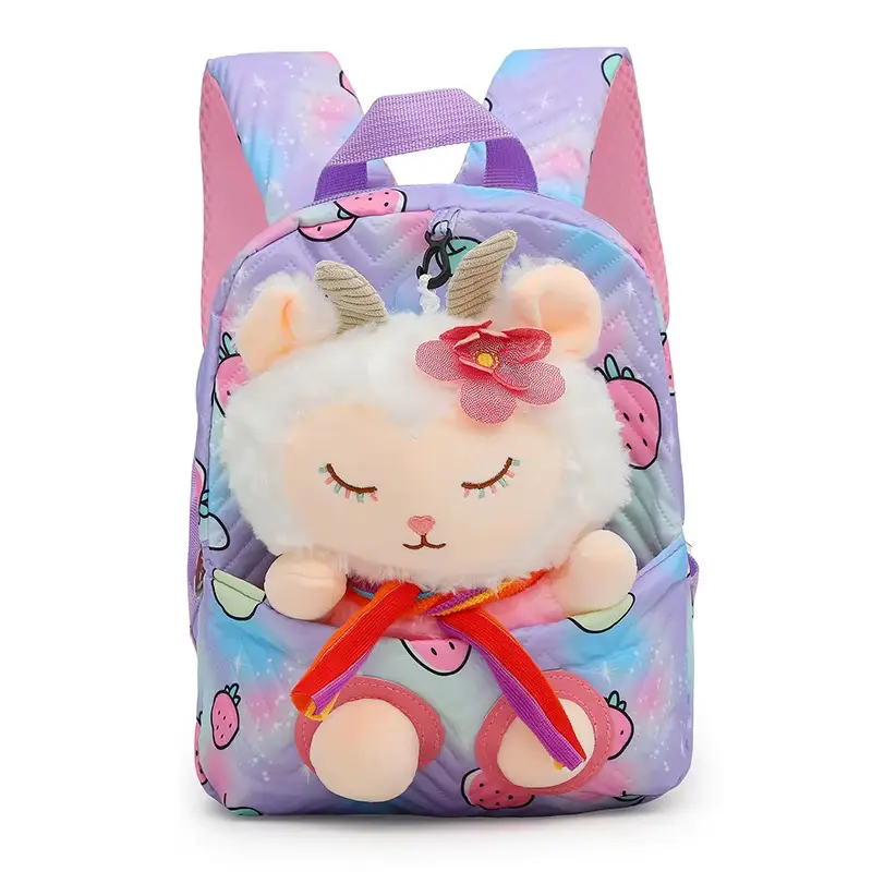 Toddler backpack with plush lamb character