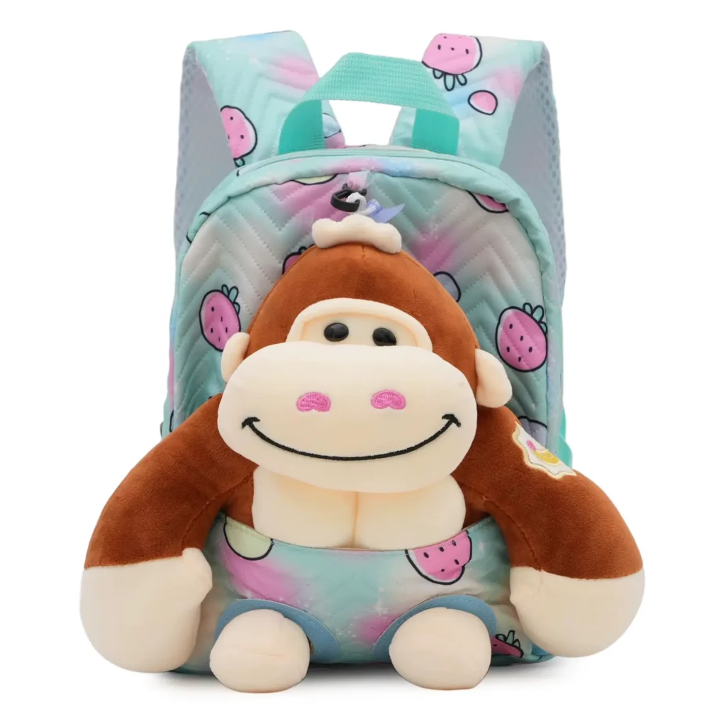 Toddler backpack with plush monkey character