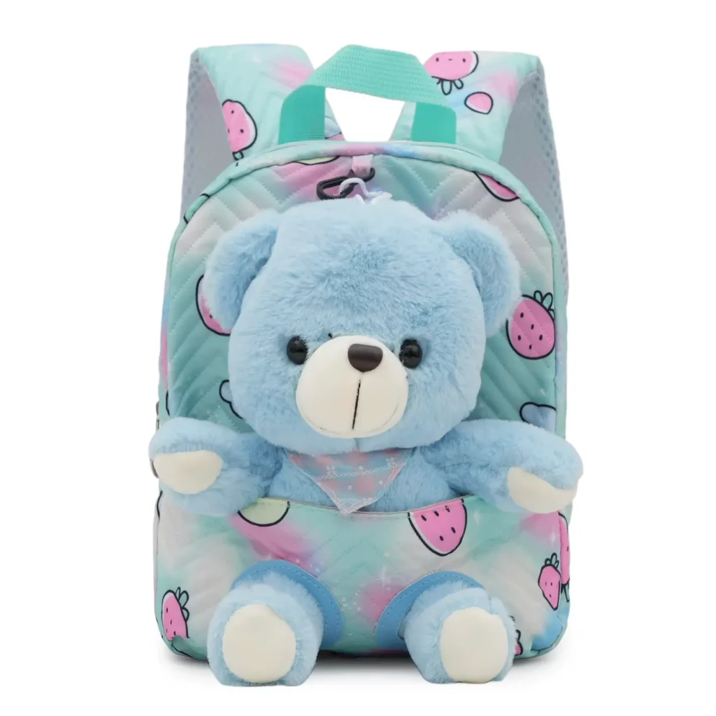 Toddler backpack with plush bear character